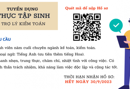 Tuyển dụng Thực tập sinh Trợ lý Kiểm toán 2023 -2024
